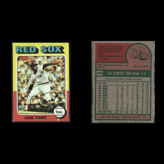 4-Card Lot Vintage 1975 Topps Boston Red Sox | MLB Baseball Trading Cards