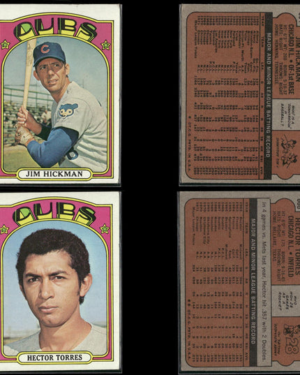 1972 Topps Chicago Cubs Team Lot (33 Cards) Vintage Baseball MLB