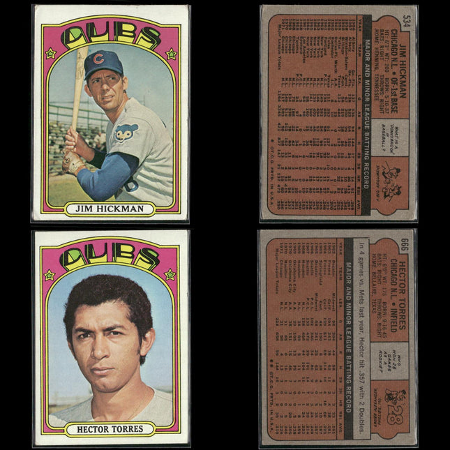 1972 Topps Chicago Cubs Team Lot (33 Cards) Vintage Baseball MLB