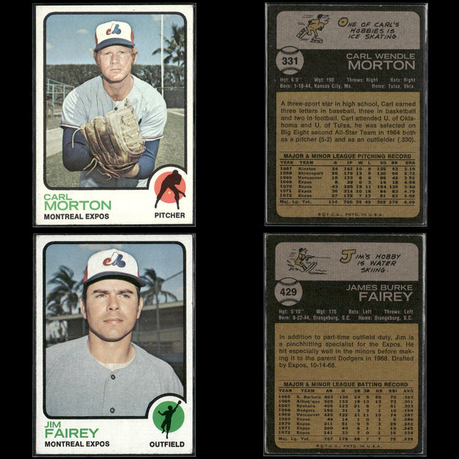 35-Card Lot Vintage 1973 Topps Montreal Expos | MLB Baseball Trading Cards
