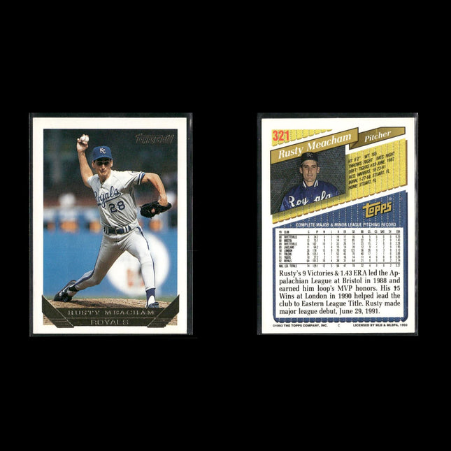 1993 Topps Baseball Gold Lot (6) w/ Willie Wilson, Rusty Meacham, Doug Jones