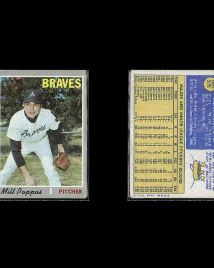 4-Card Lot Vintage 1970 Topps Atlanta Braves | MLB Baseball Trading Cards Topps
