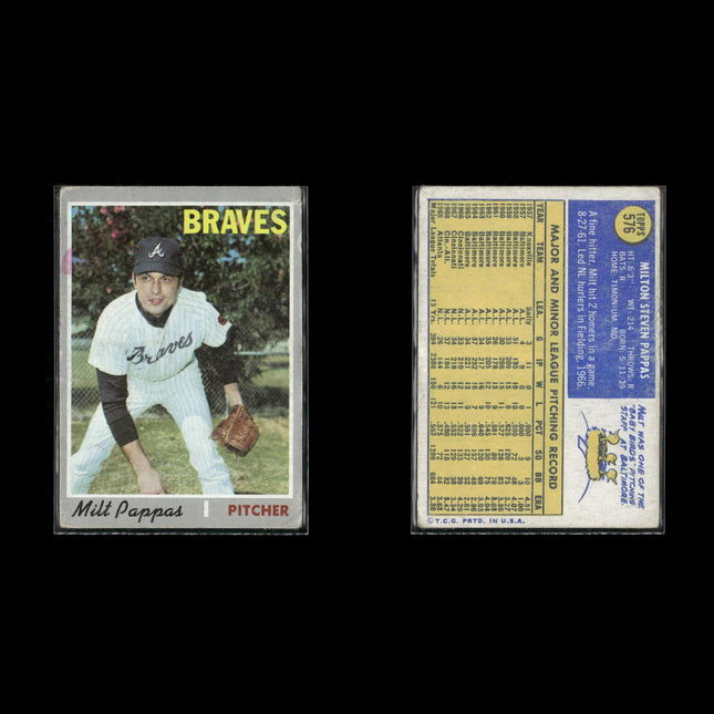 4-Card Lot Vintage 1970 Topps Atlanta Braves | MLB Baseball Trading Cards Topps