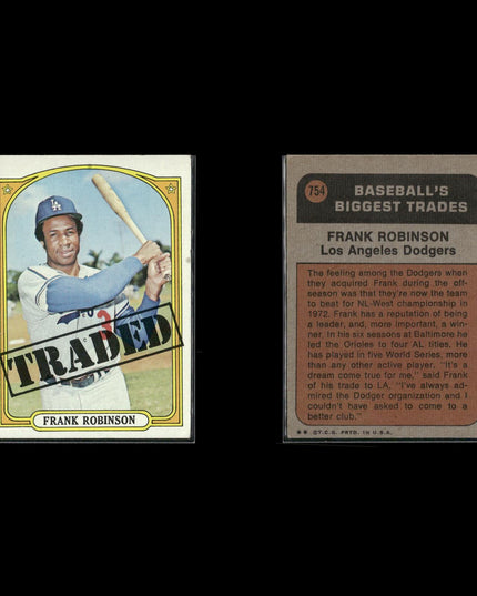 4-Card Lot Vintage 1972 Topps Baseball Traded Set | MLB Baseball Trading Cards