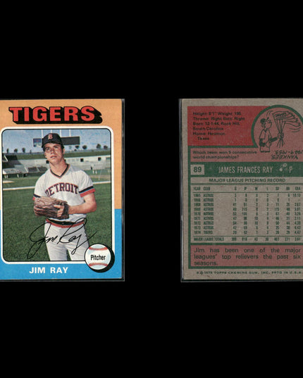 7-Card Lot Vintage 1975 Topps Detroit Tigers | MLB Baseball Trading Cards Topps