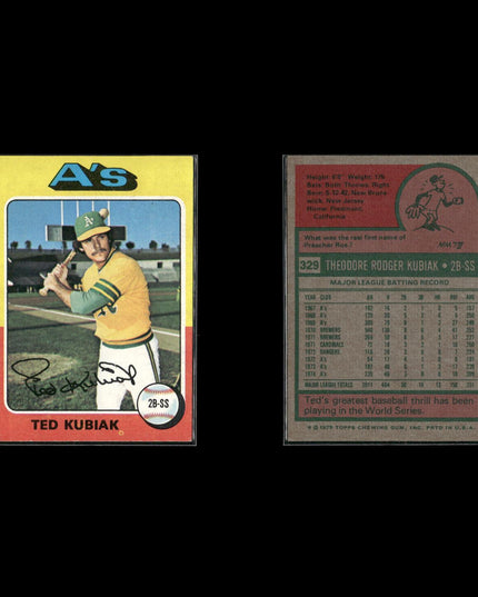 8-Card Lot Vintage 1975 Topps Oakland Athletics | MLB Baseball Trading Cards