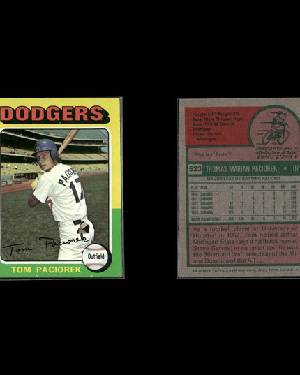 8-Card Lot Vintage 1975 Topps Los Angeles Dodgers | MLB Baseball Trading Cards