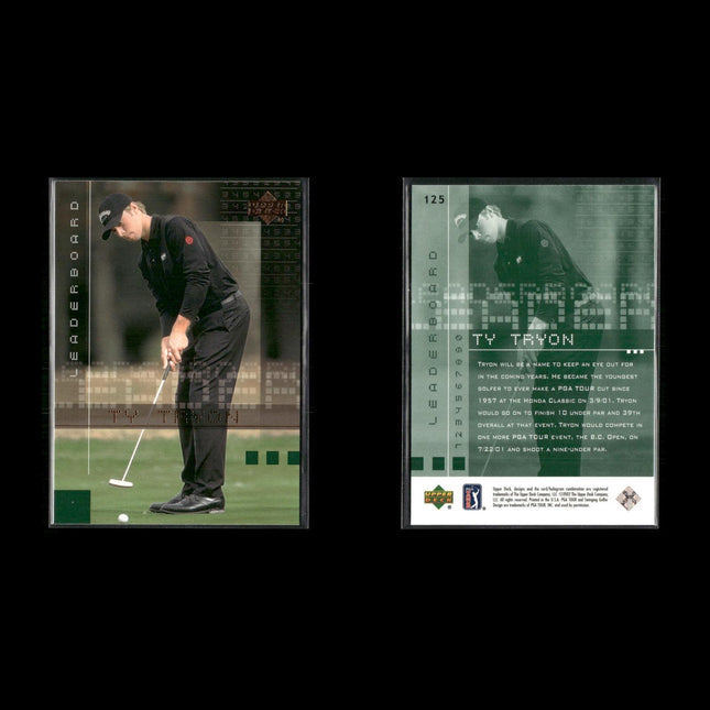 Golf Card Lot (22) Ty Tryon, Sorenstam, Tiger Woods, Howell RCs, Stewart