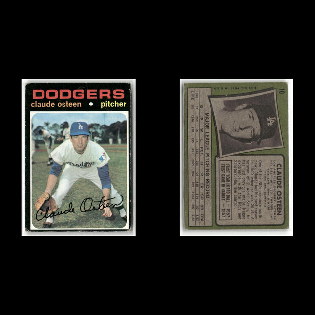 12-Card Lot Vintage 1971 Topps LA Dodgers | MLB Baseball Trading Cards Team Lot