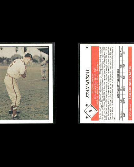6x Stan Musial #9 1979 TCMA 1950s St. Louis Cardinals Baseball Card Lot