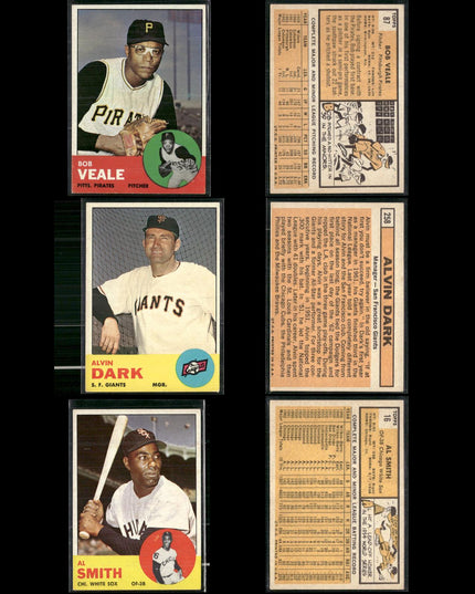 1963 Topps Baseball Card Lot – 61 Vintage Cards – Bulk Collection