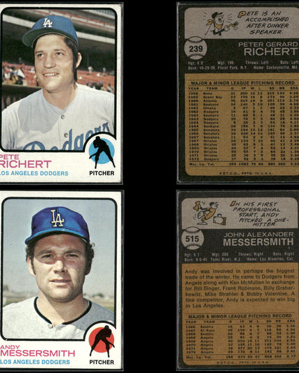 31-Card Lot Vintage 1973 Topps LA Dodgers | MLB Baseball Trading Cards Vintage