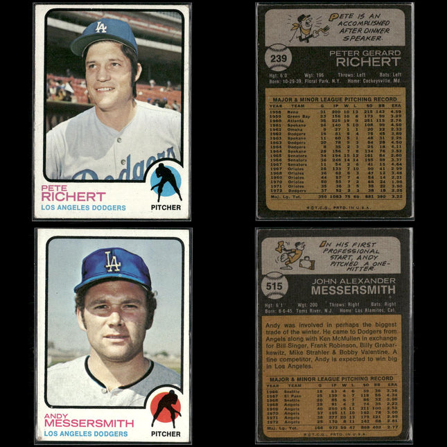31-Card Lot Vintage 1973 Topps LA Dodgers | MLB Baseball Trading Cards Vintage