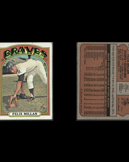 1972 Topps Atlanta Braves Team Lot (10 Cards) Vintage Baseball MLB