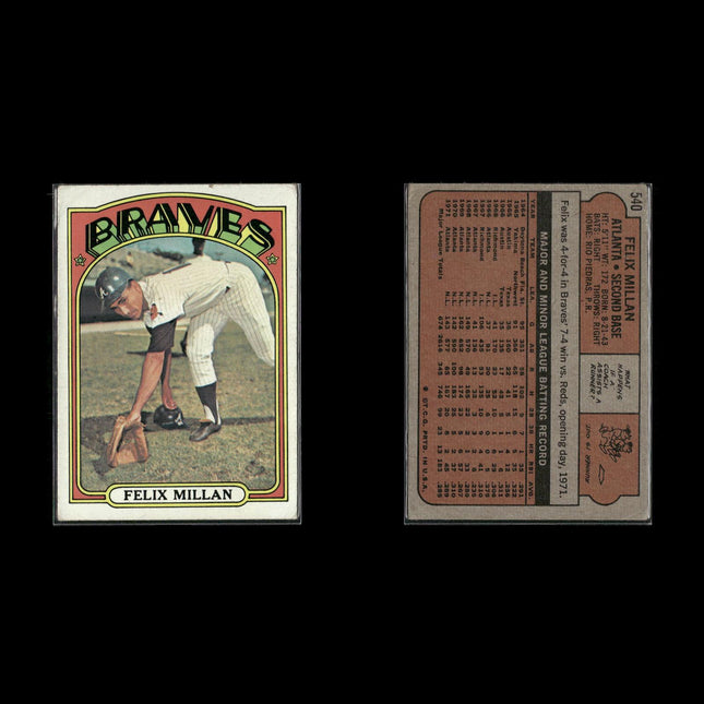 1972 Topps Atlanta Braves Team Lot (10 Cards) Vintage Baseball MLB