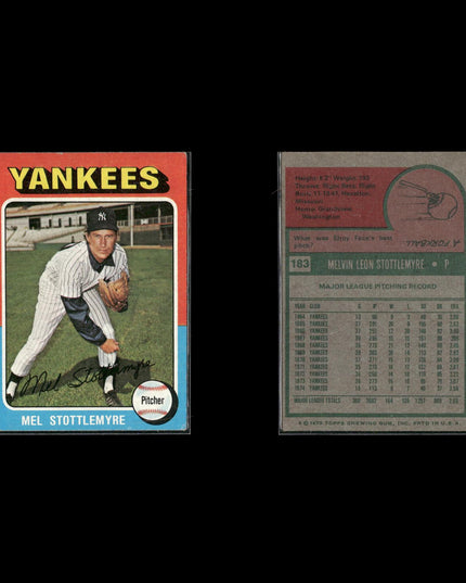 7-Card Lot Vintage 1975 Topps New York Yankees | MLB Baseball Trading Cards