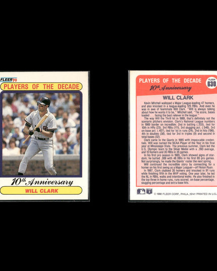 Will Clark 12-Card Lot Giants 80s-90s Star 1B Collector Lot