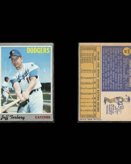 5-Card Lot Vintage 1970 Topps LA Dodgers | MLB Baseball Trading Cards Team Lot