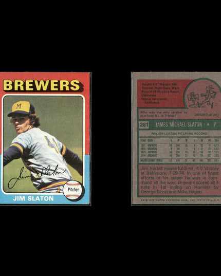 8-Card Lot Vintage 1975 Topps Milwaukee Brewers | MLB Baseball Trading Cards