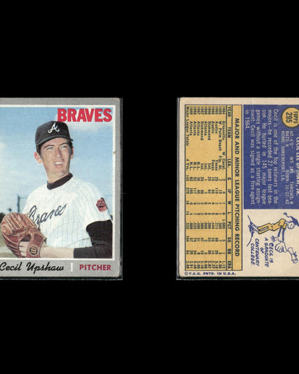 4-Card Lot Vintage 1970 Topps Atlanta Braves | MLB Baseball Trading Cards Topps