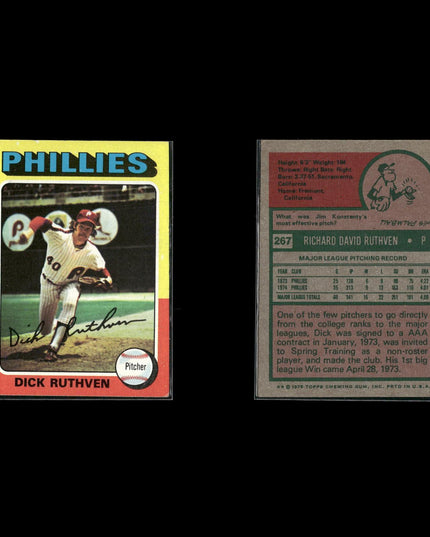 5-Card Lot Vintage 1975 Topps Philadelphia Phillies | MLB Baseball Trading Cards