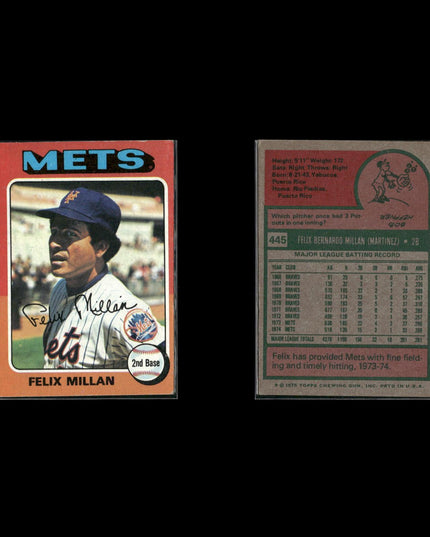 4-Card Lot Vintage 1975 Topps New York Mets | MLB Baseball Trading Cards Topps