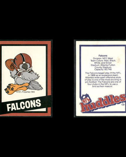 1983 NFL Huddles Lot – 4 Cards – Chargers, Falcons, Broncos, Buccaneers