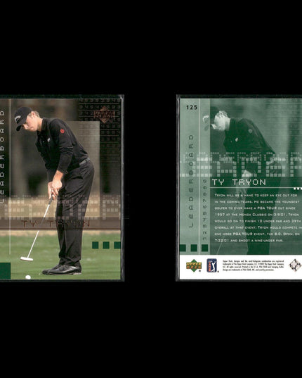 Golf Card Lot (22) Ty Tryon, Sorenstam, Tiger Woods, Howell RCs, Stewart