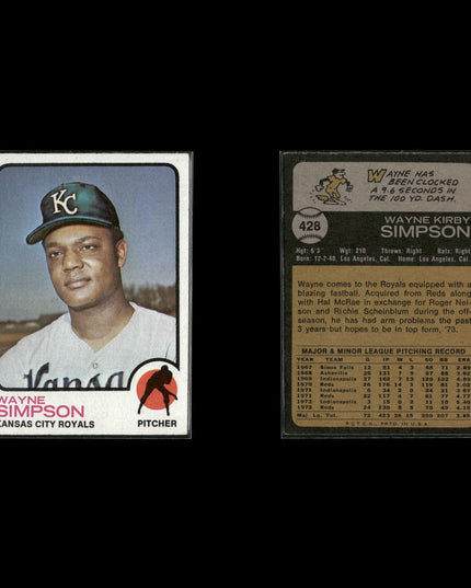 9-Card Lot Vintage 1973 Topps Kansas City Royals | MLB Baseball Trading Cards