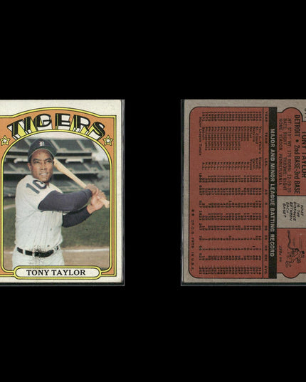 1972 Topps Detroit Tigers Team Lot (10 Cards) Vintage Baseball MLB