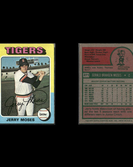 7-Card Lot Vintage 1975 Topps Detroit Tigers | MLB Baseball Trading Cards Topps