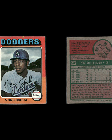 8-Card Lot Vintage 1975 Topps Los Angeles Dodgers | MLB Baseball Trading Cards