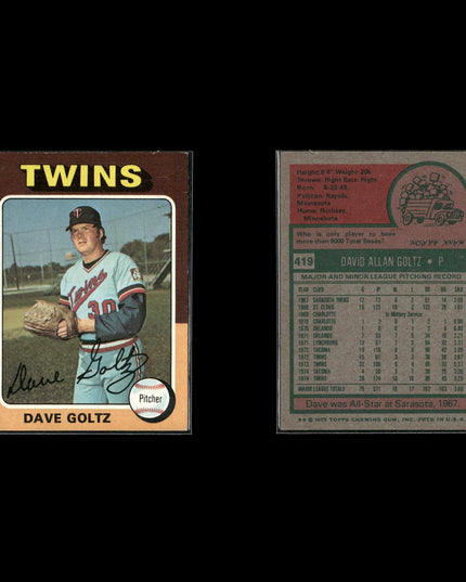 10-Card Lot Vintage 1975 Topps Minnesota Twins | MLB Baseball Trading Cards