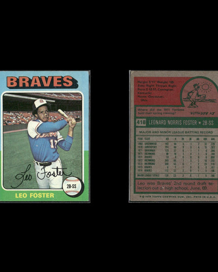 10-Card Lot Vintage 1975 Topps Atlanta Braves | MLB Baseball Trading Cards Topps