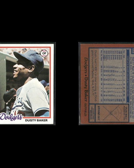 1978 Topps Baseball Lot (8) w/ Dusty Baker, Rusty Staub, Mario Soto RC, Blyleven