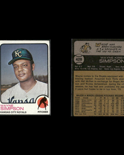 9-Card Lot Vintage 1973 Topps Kansas City Royals | MLB Baseball Trading Cards