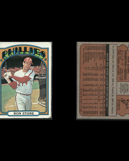 11-Card Lot Vintage 1972 Topps Philadelphia Phillies | MLB Baseball Trading Cards