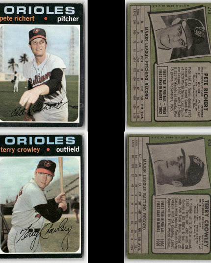 24-Card Lot Vintage 1971 Topps Baltimore Orioles | MLB Baseball Trading Cards