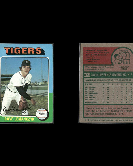 7-Card Lot Vintage 1975 Topps Detroit Tigers | MLB Baseball Trading Cards Topps