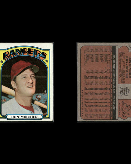 10-Card Lot Vintage 1972 Topps Texas Rangers | MLB Baseball Trading Cards Topps