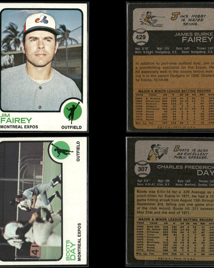 35-Card Lot Vintage 1973 Topps Montreal Expos | MLB Baseball Trading Cards