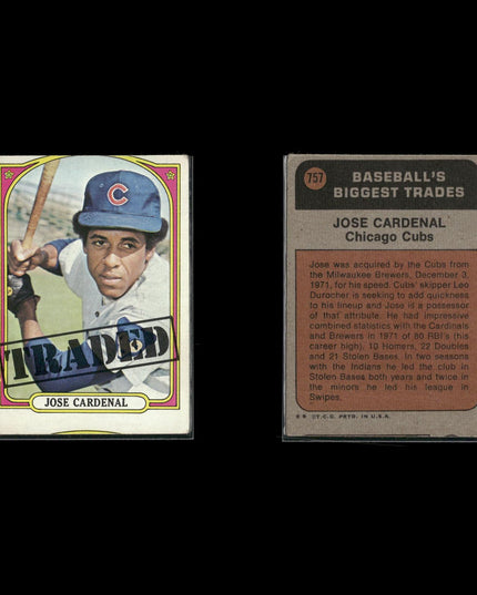 4-Card Lot Vintage 1972 Topps Baseball Traded Set | MLB Baseball Trading Cards