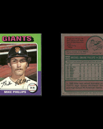 8-Card Lot Vintage 1975 Topps San Francisco Giants | MLB Baseball Trading Cards