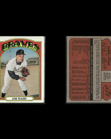 1972 Topps Atlanta Braves Team Lot (10 Cards) Vintage Baseball MLB