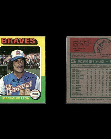 10-Card Lot Vintage 1975 Topps Atlanta Braves | MLB Baseball Trading Cards Topps