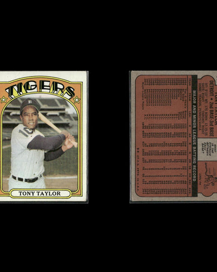 1972 Topps Detroit Tigers Team Lot (10 Cards) Vintage Baseball MLB