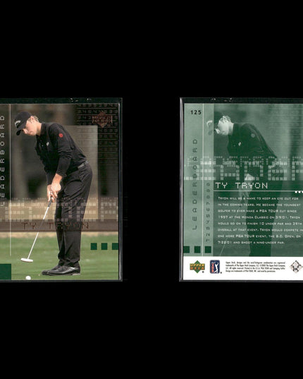 Golf Card Lot (22) Ty Tryon, Sorenstam, Tiger Woods, Howell RCs, Stewart