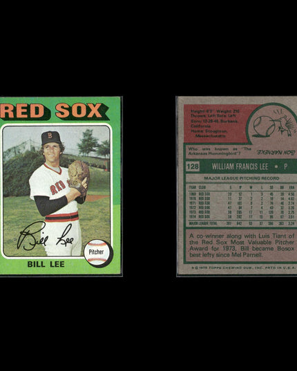4-Card Lot Vintage 1975 Topps Boston Red Sox | MLB Baseball Trading Cards