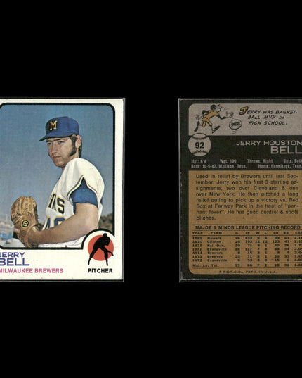 10-Card Lot Vintage 1973 Topps Milwaukee Brewers | MLB Baseball Trading Cards