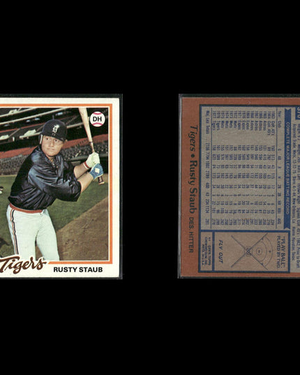 1978 Topps Baseball Lot (8) w/ Dusty Baker, Rusty Staub, Mario Soto RC, Blyleven